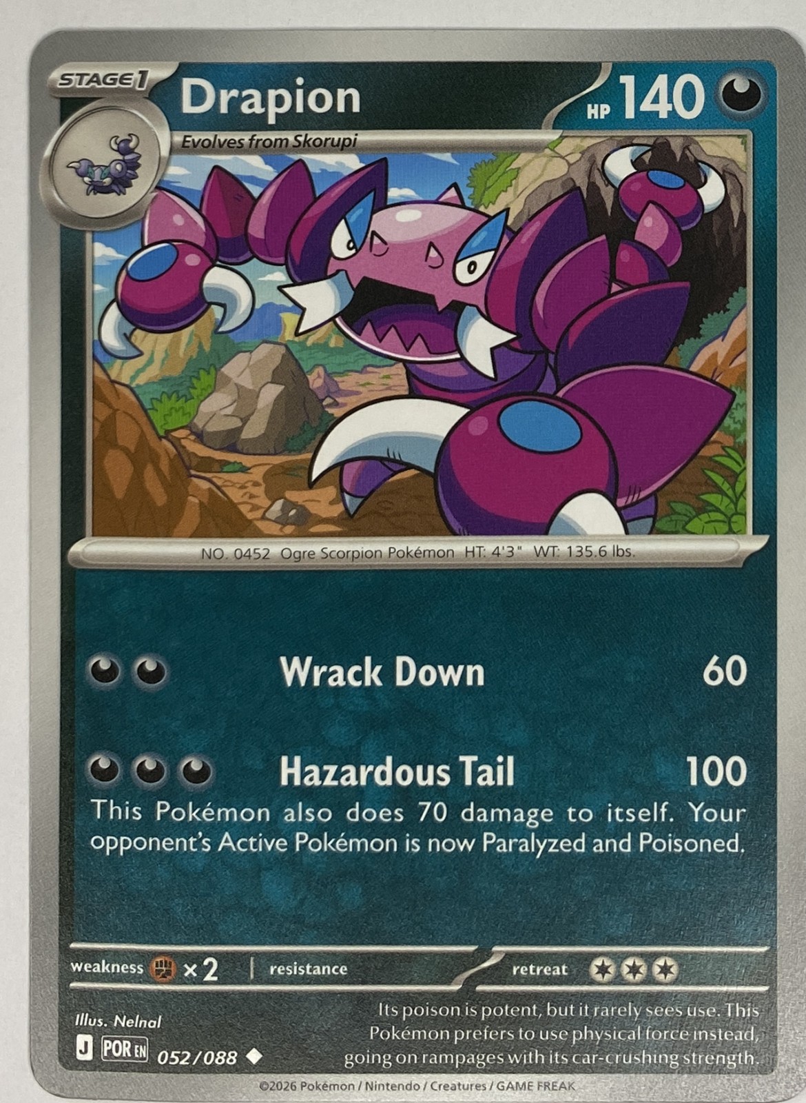 2026 Pokemon Perfect Order Drapion #052/088 Uncommon front
