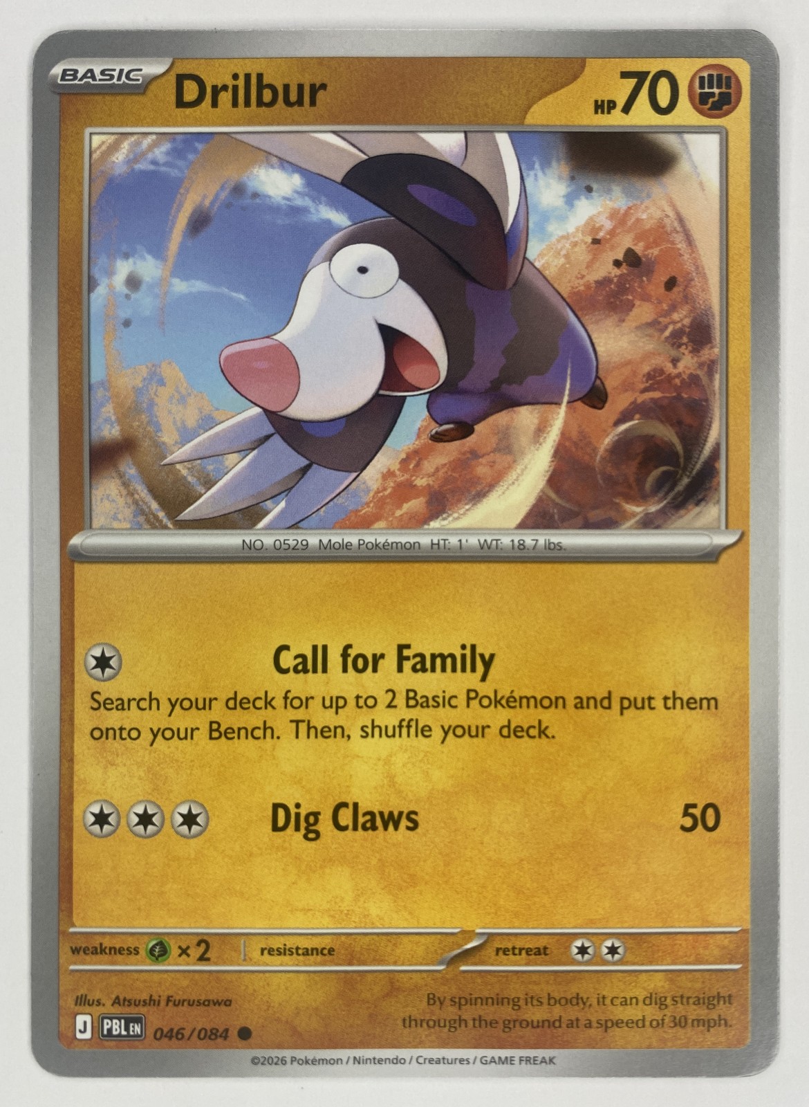 2026 Pokemon Pitch Black Drilbur #046/084 Common front