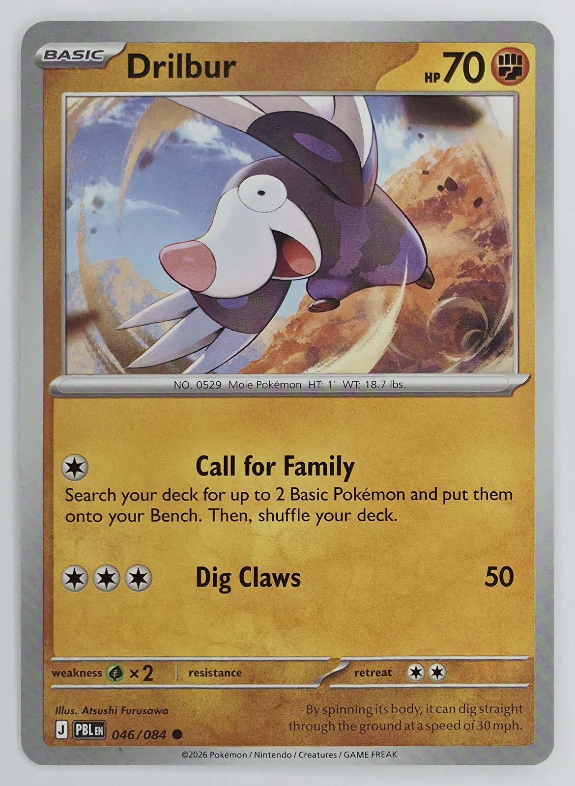 2026 Pokemon Pitch Black Drilbur #046/084 Common front