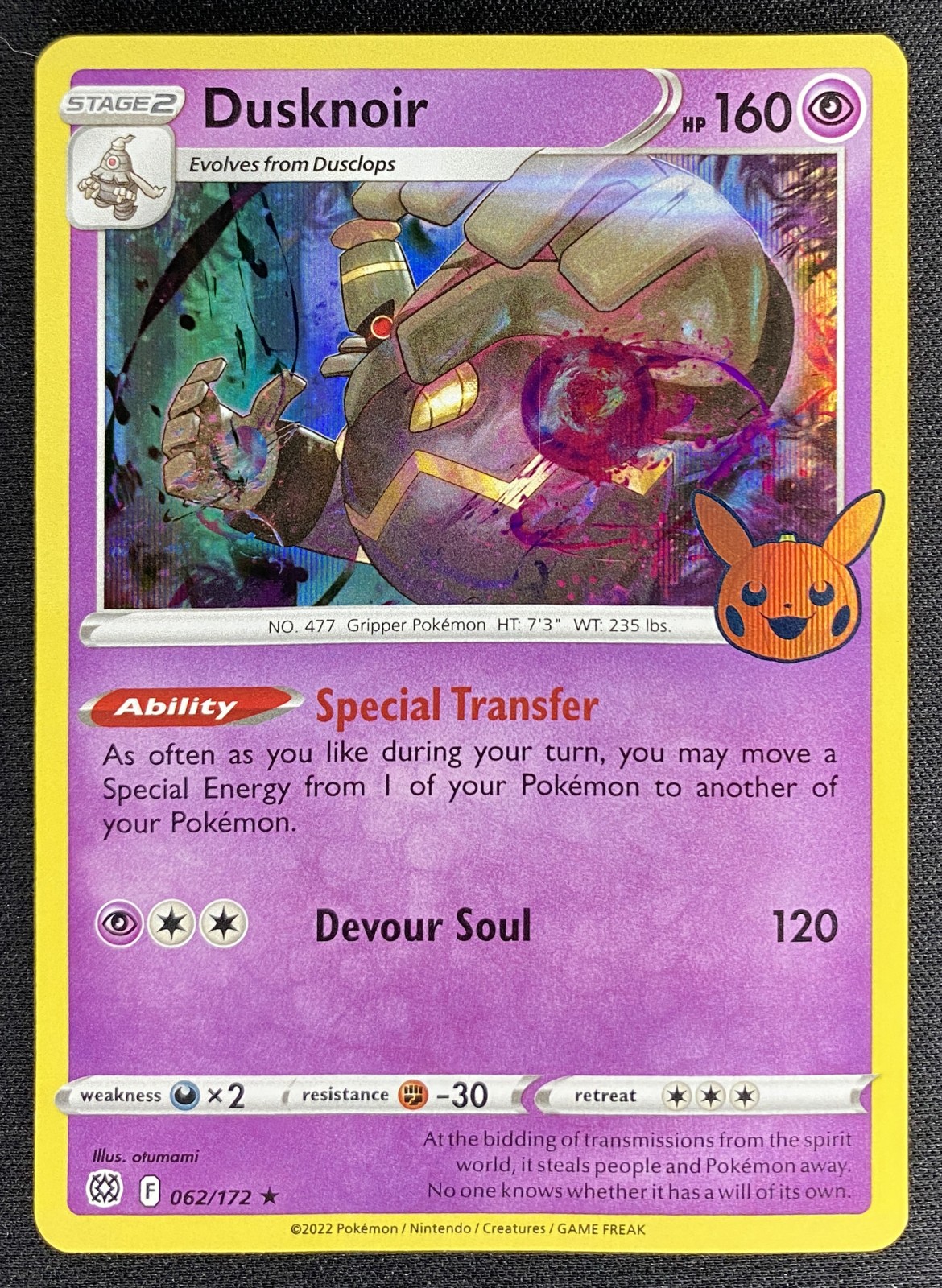 2022 Pokemon Trick or Trade BOOster Bundle Dusknoir #062/172 Promo front