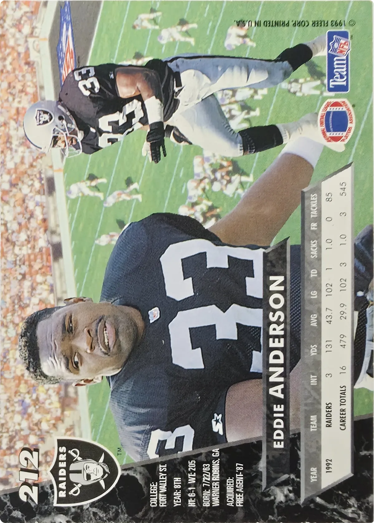 Eddie Anderson #212, back