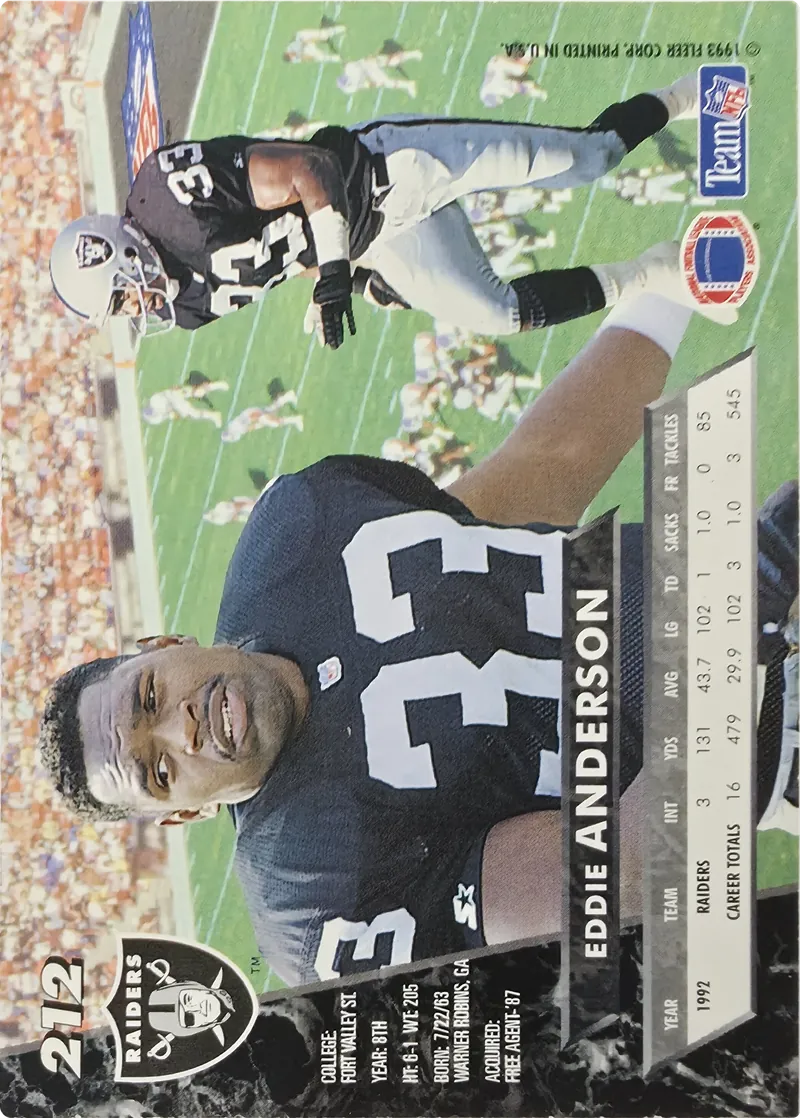 Eddie Anderson #212, back