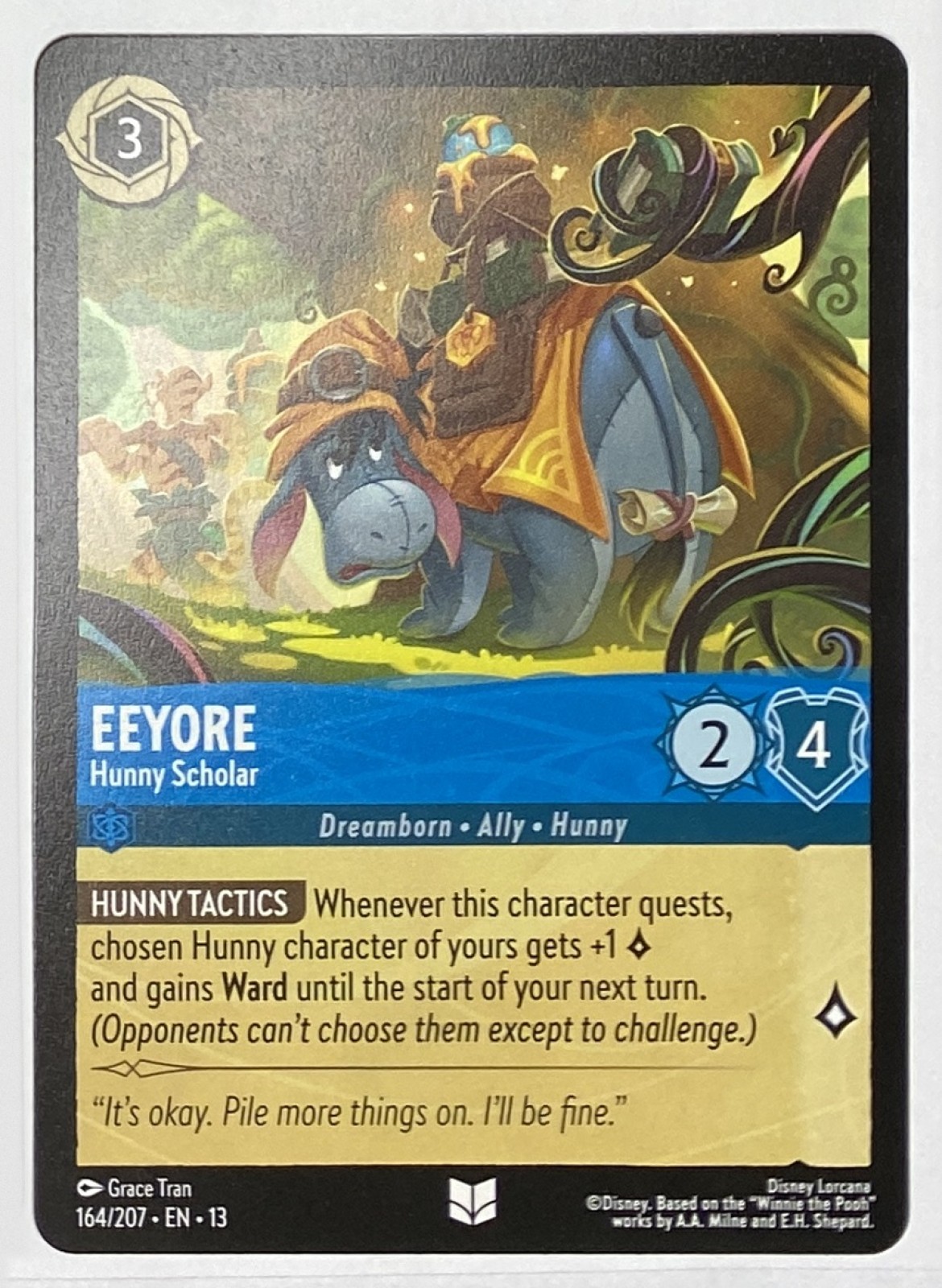 2026 Disney Lorcana Attack of the Vine! Eeyore - Hunny Scholar #164/207 Uncommon front