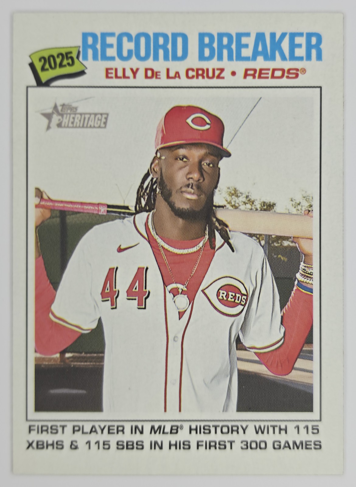 2026 Topps Heritage Elly De La Cruz #233 2025 Record Breaker Cincinnati Reds front