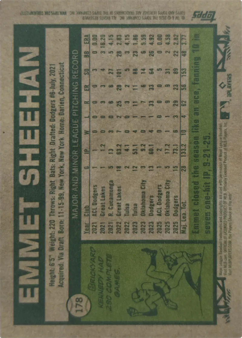 Emmet Sheehan #178, back