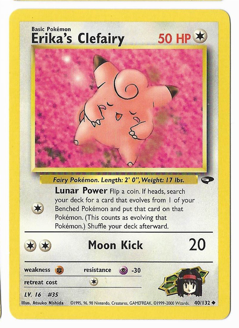 Erika's Clefairy, scan of the front, shows surface detail