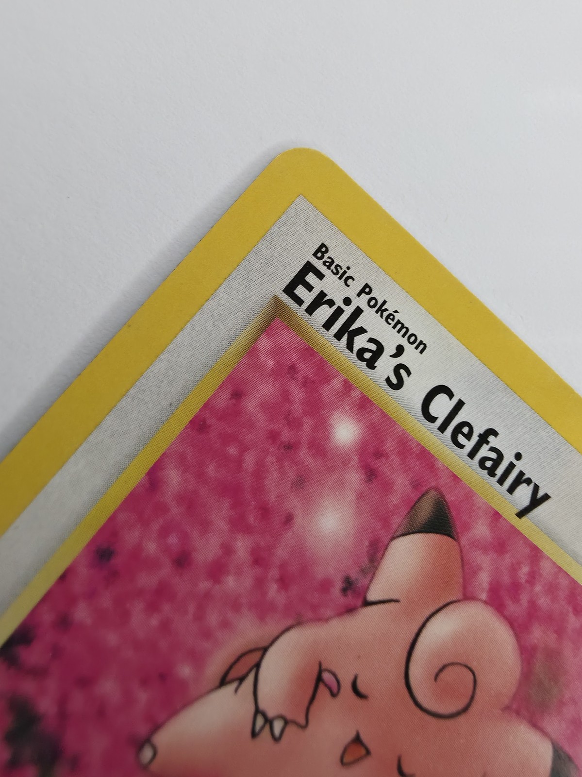 Erika's Clefairy, front top-left corner and name