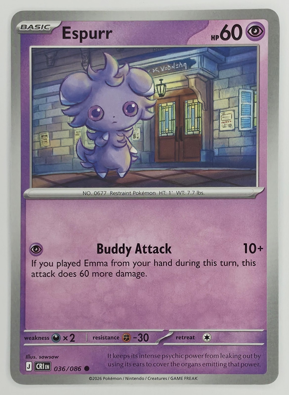 2026 Pokemon Chaos Rising Espurr #036/086 Common front