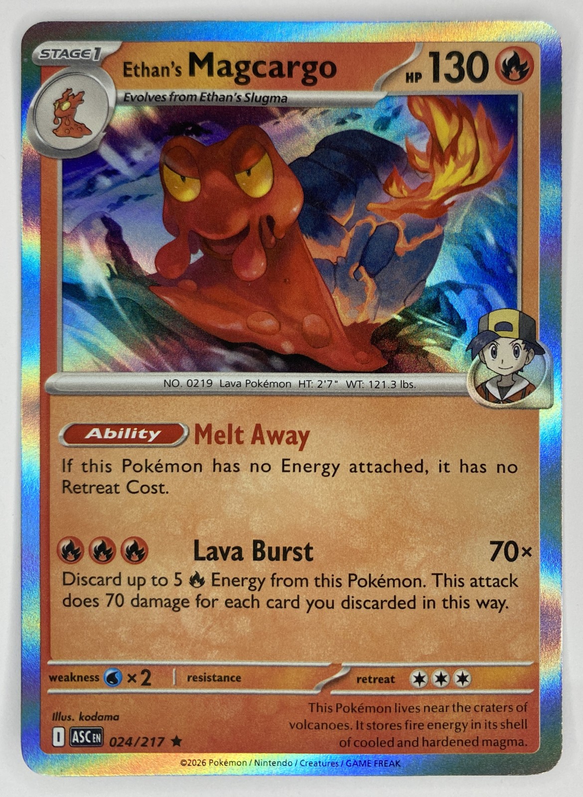 2026 Pokemon Ascended Heroes Ethan's Magcargo #024/217 Holo Rare front