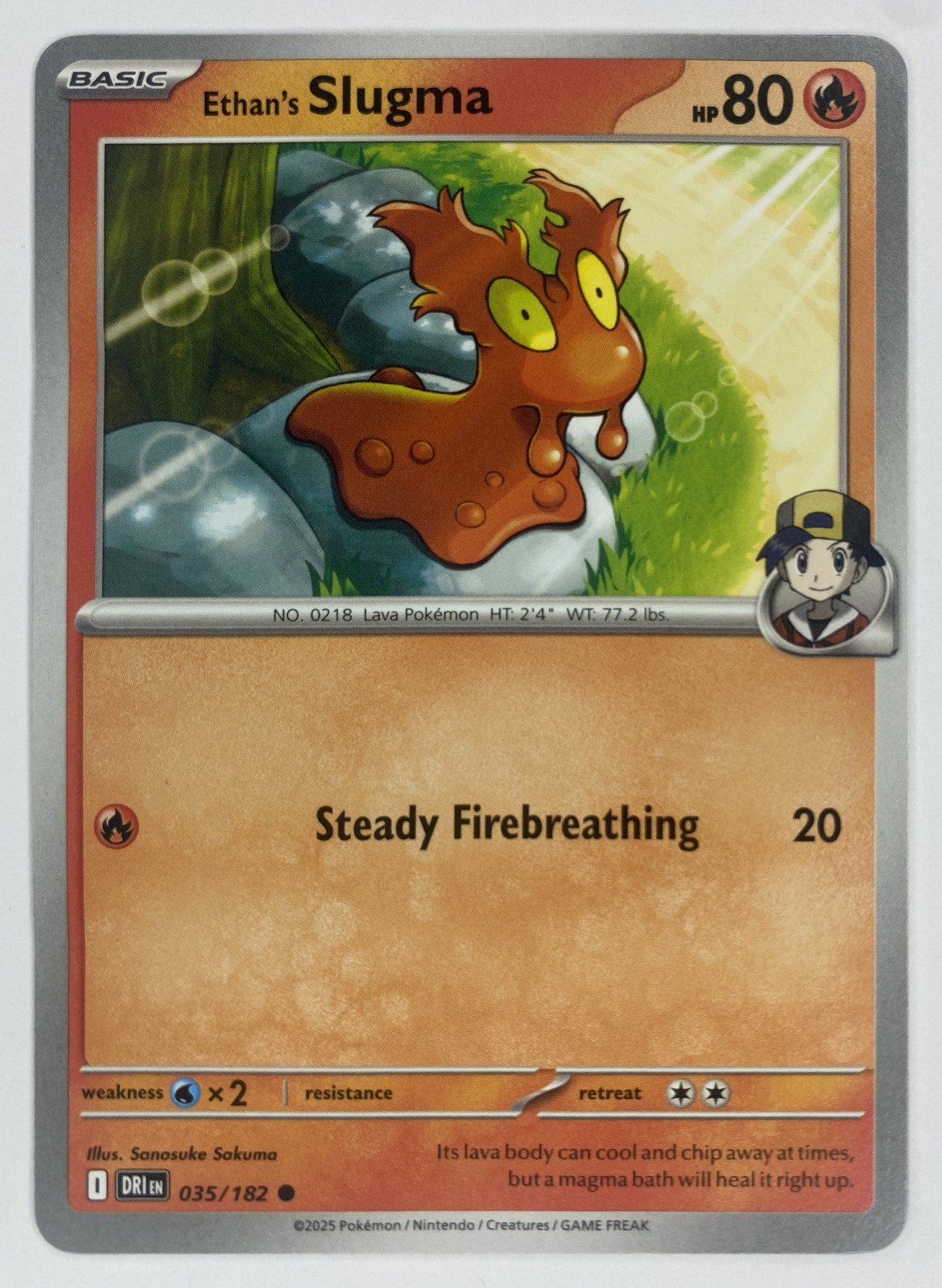 2025 Pokemon Destined Rivals Ethan's Slugma #035/182 Common front