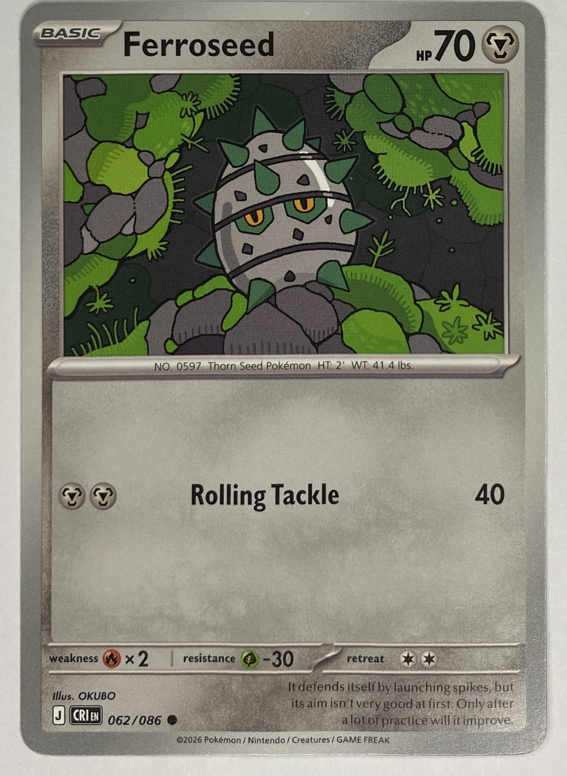 2026 Pokemon Chaos Rising Ferroseed #062/086 Common front