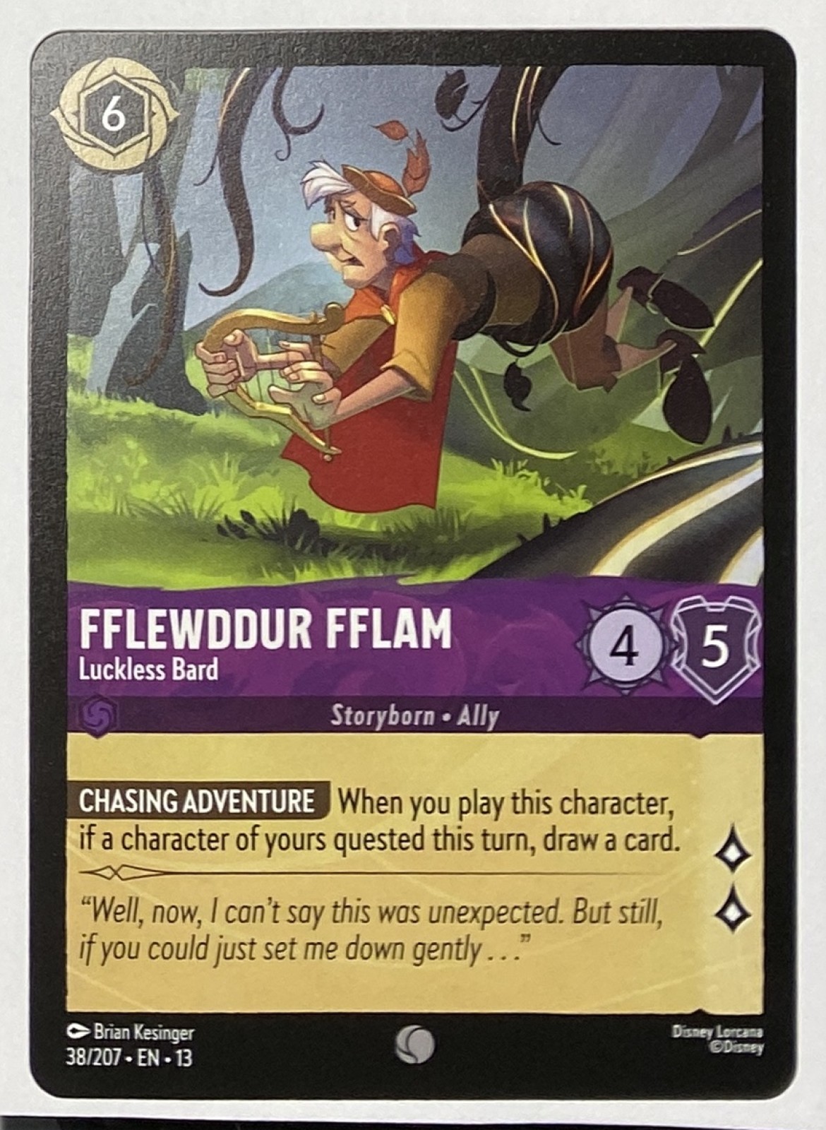 2026 Disney Lorcana Attack of the Vine! Fflewddur Fflam - Luckless Bard #38/207 Common front
