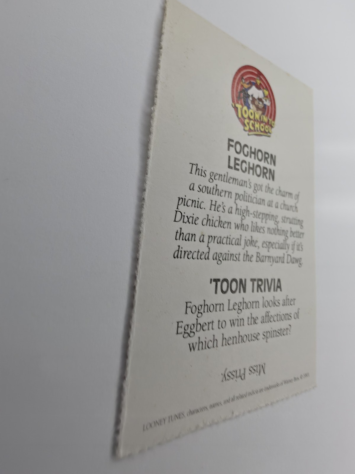 Foghorn Leghorn 'Toon In To School card photo 5