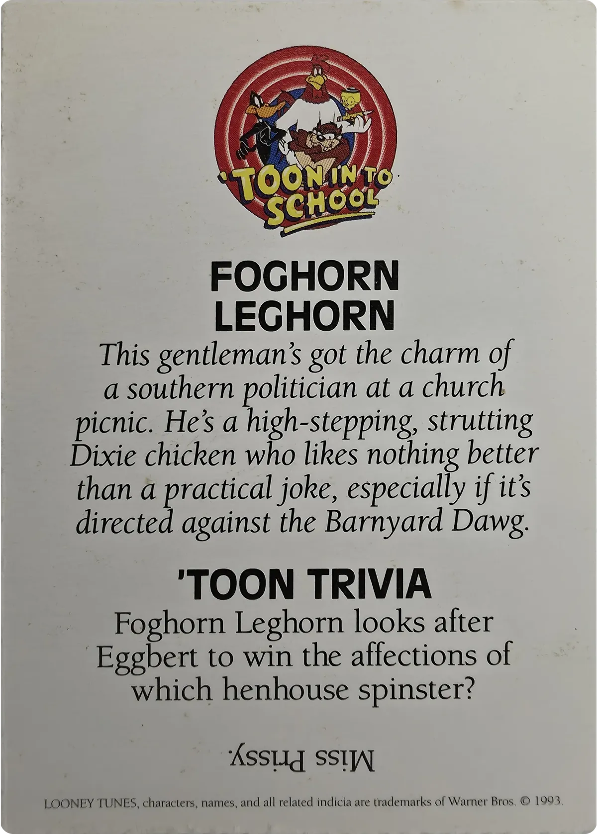 Foghorn Leghorn, back