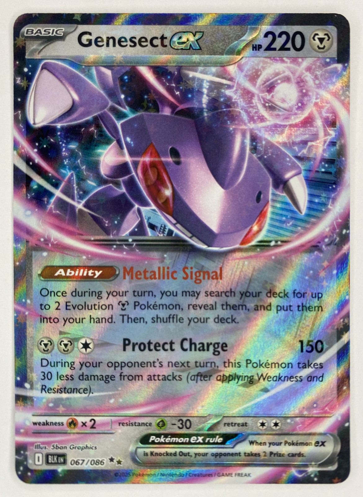 2025 Pokemon Black Bolt Genesect ex #067/086 Double Rare front