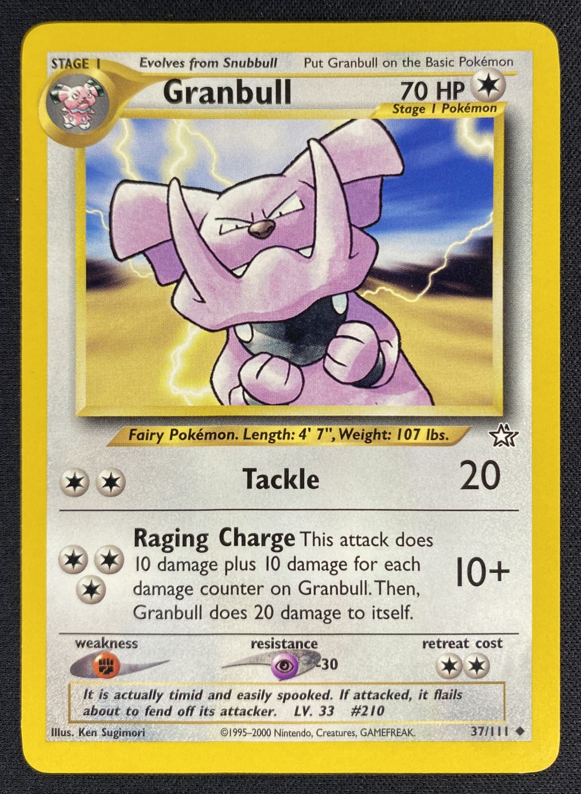2000 Pokemon Neo Genesis Granbull #037/111 Uncommon front