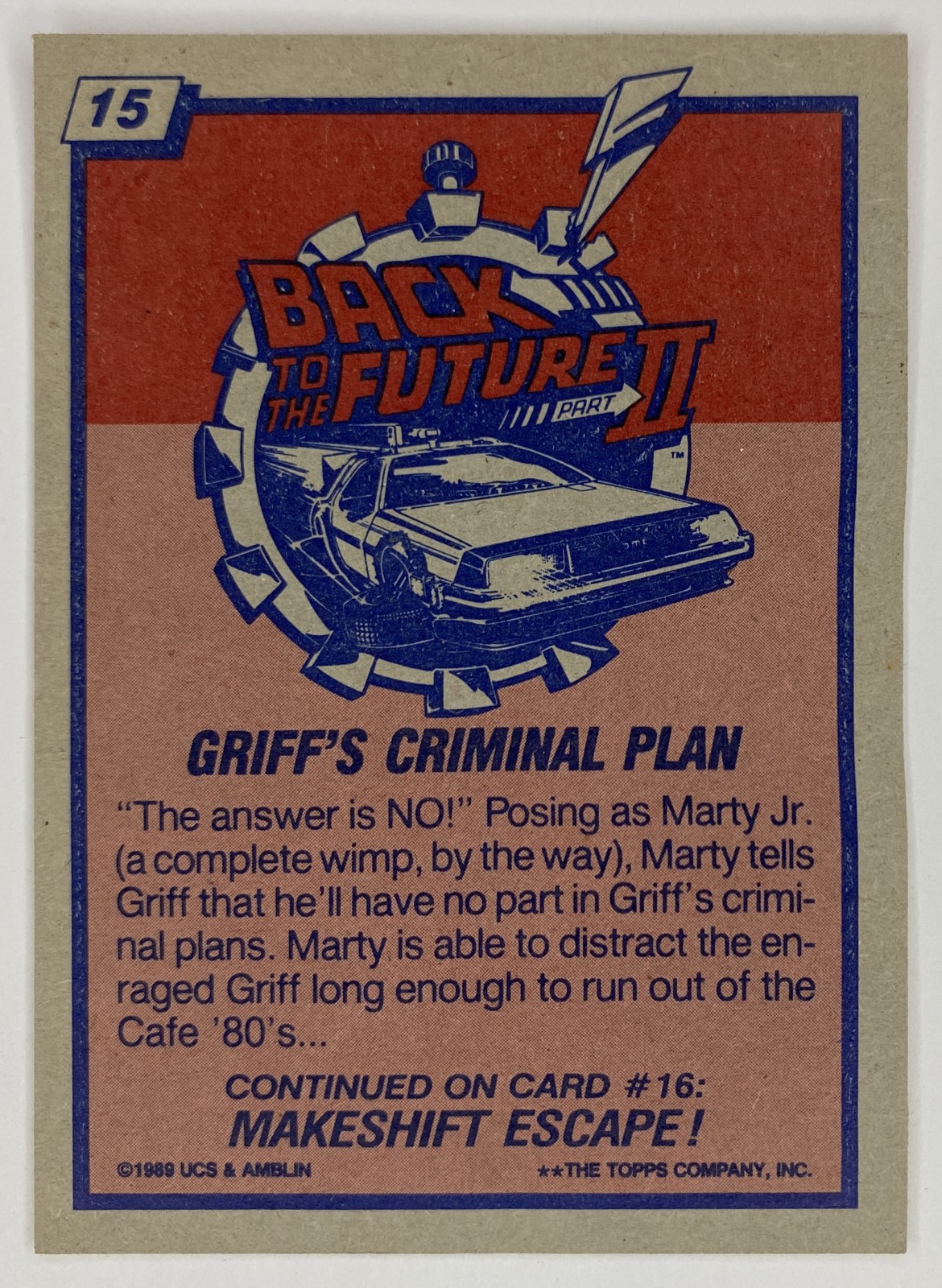1989 Topps Back to the Future Part II Griff's Criminal Plan #15 back