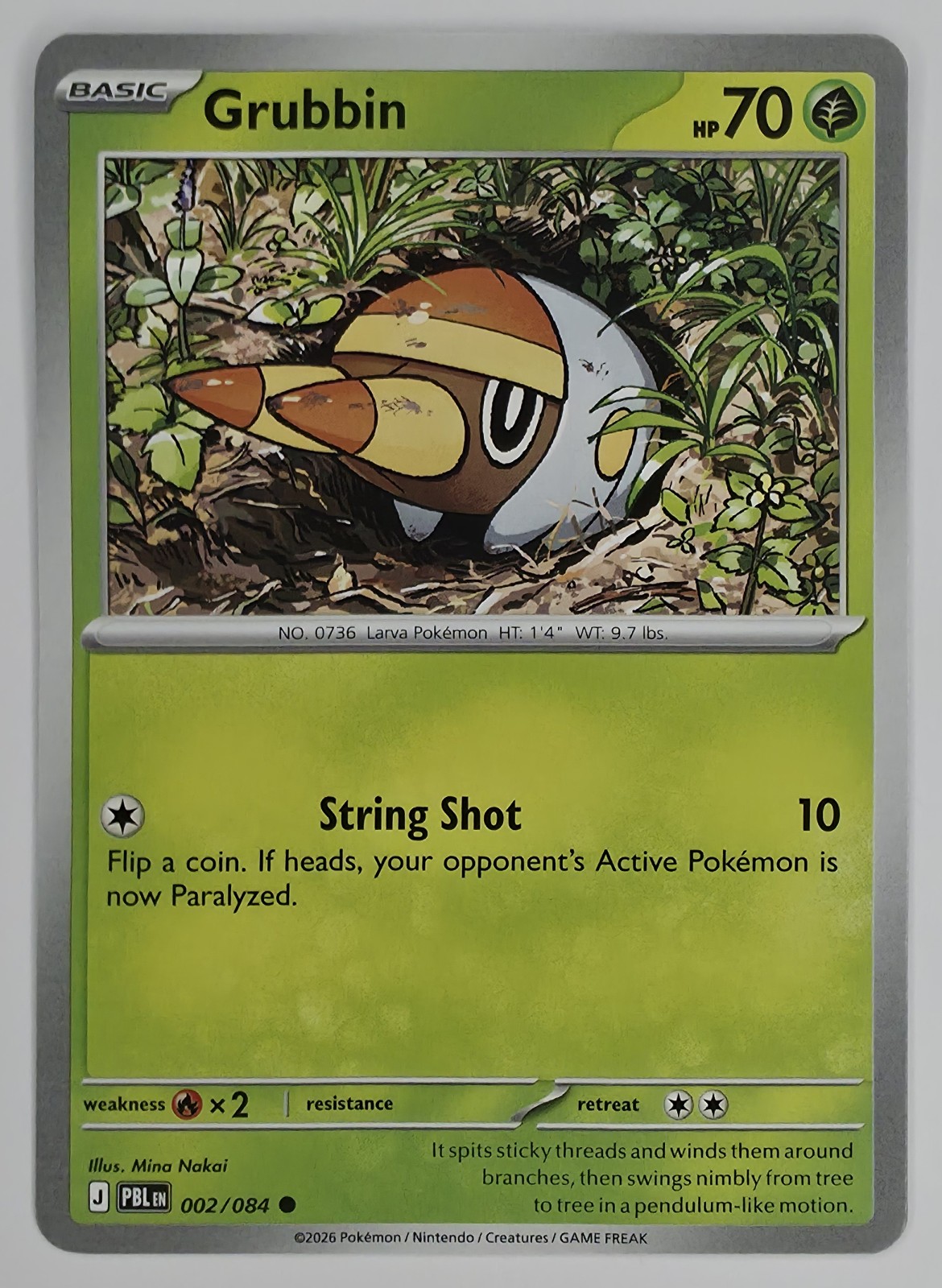 2026 Pokemon Pitch Black Grubbin #002/084 Common front