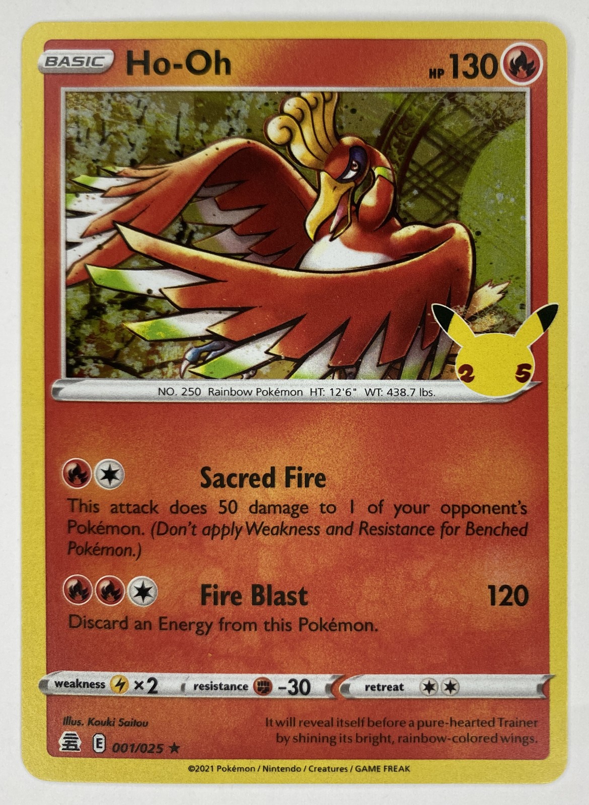 2021 Pokemon Celebrations Ho-Oh #001/025 Holo Rare front