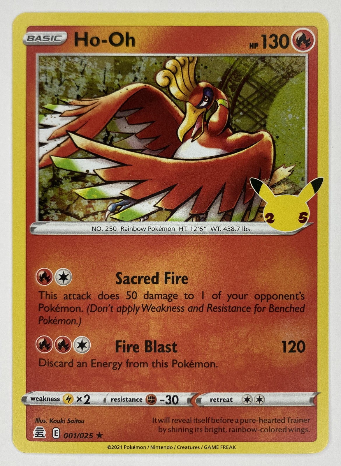 2021 Pokemon Celebrations Ho-Oh #001/025 Holo Rare front