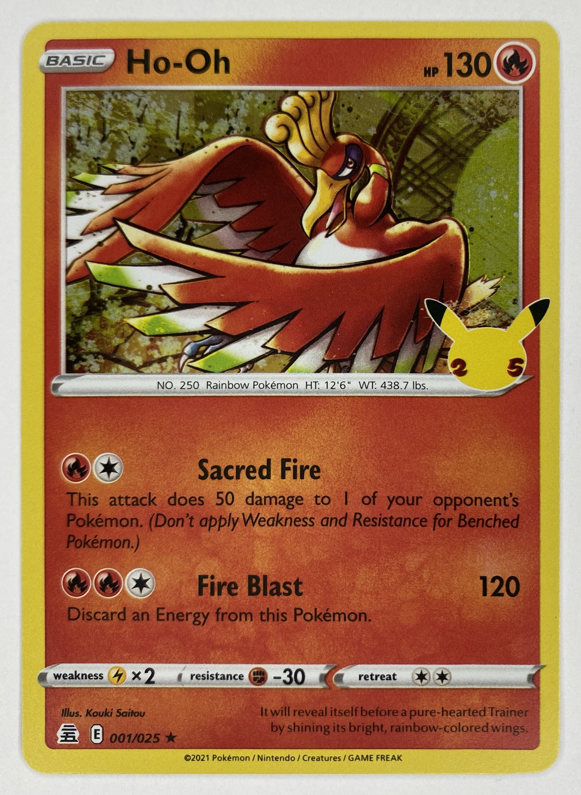 2021 Pokemon Celebrations Ho-Oh #001/025 Holo Rare front