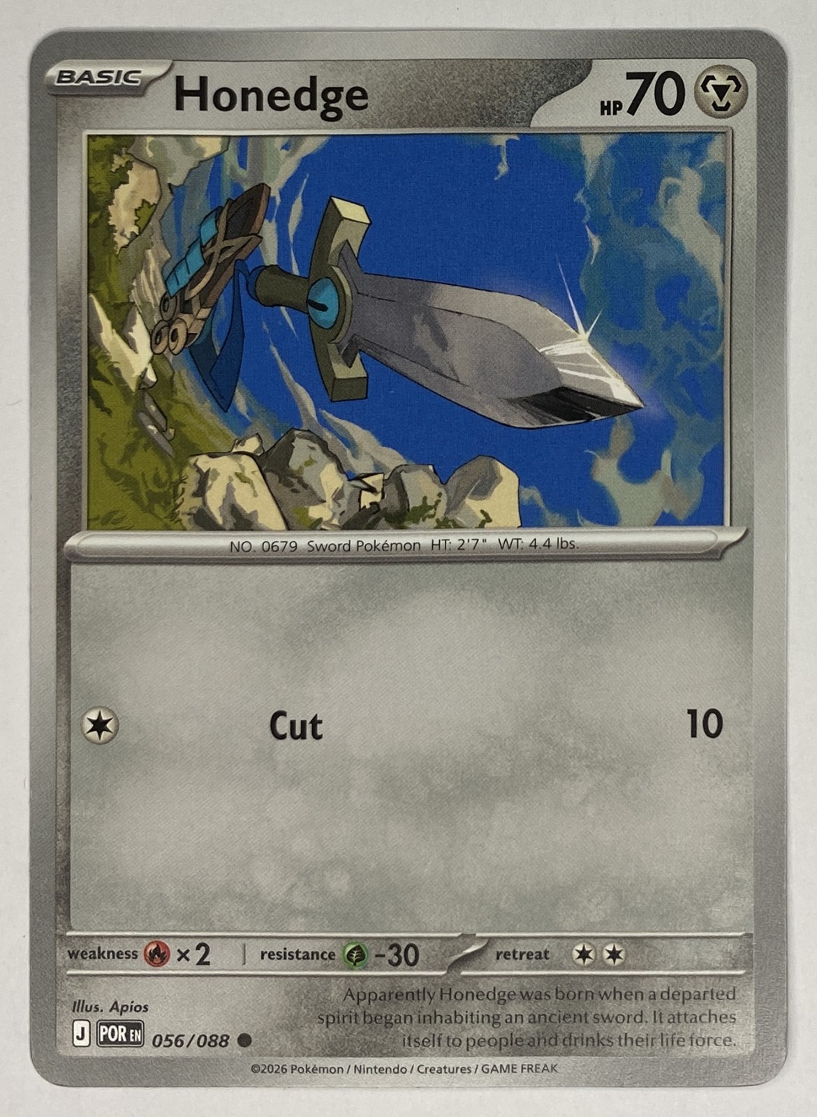2026 Pokemon Perfect Order Honedge #056/088 Common front