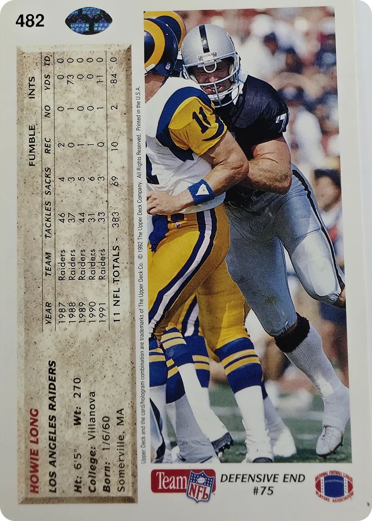 Howie Long #482, back
