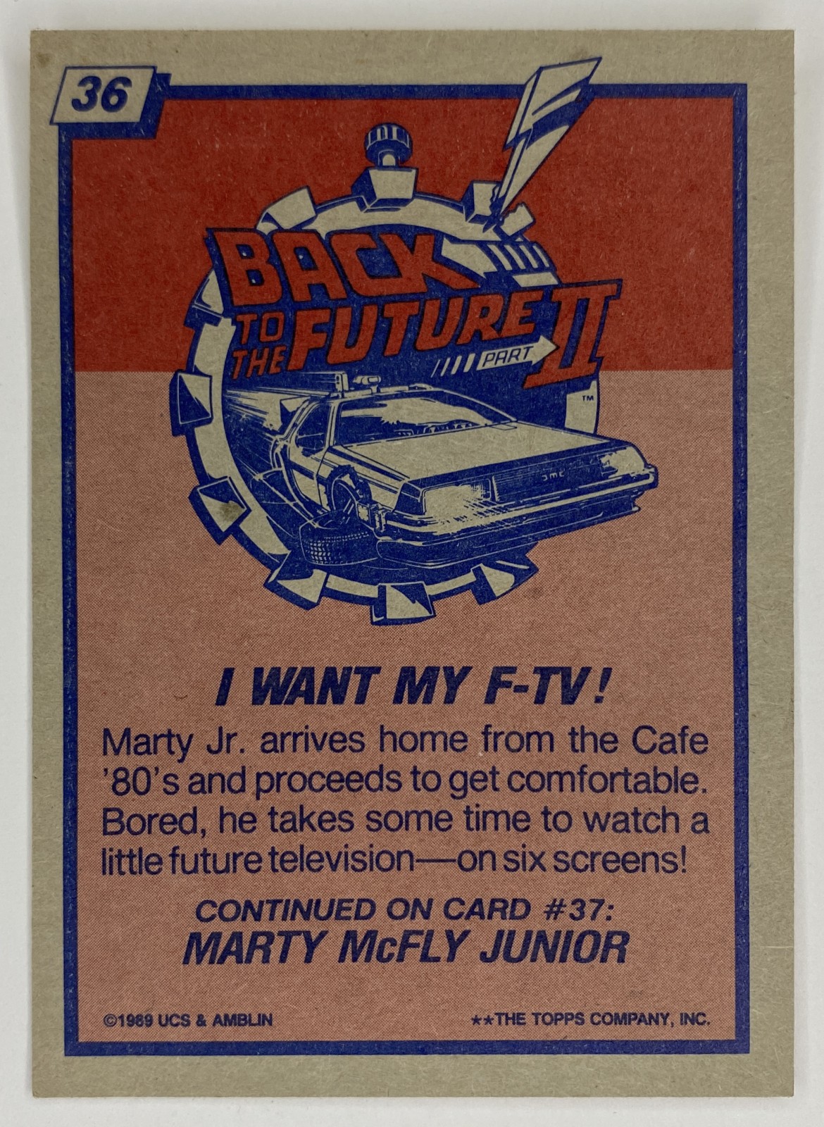 1989 Topps Back to the Future Part II I Want My F-TV! #36 back