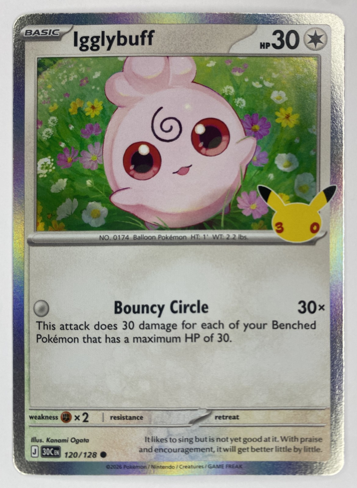 2026 Pokemon 30th Celebration Igglybuff #120/128 Common front
