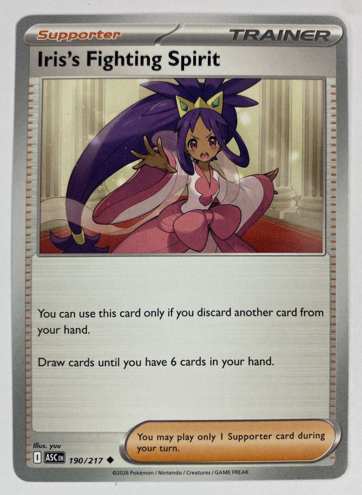 2026 Pokemon Ascended Heroes Iris's Fighting Spirit #190/217 Uncommon Trainer front