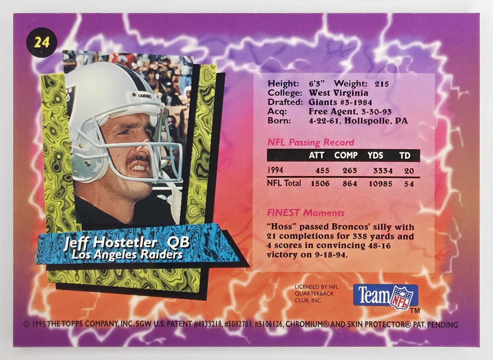 Jeff Hostetler back