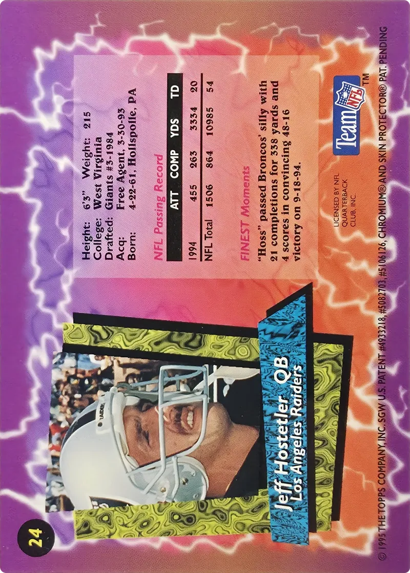 Jeff Hostetler #24, back