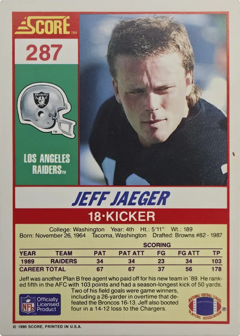 Jeff Jaeger #287, back