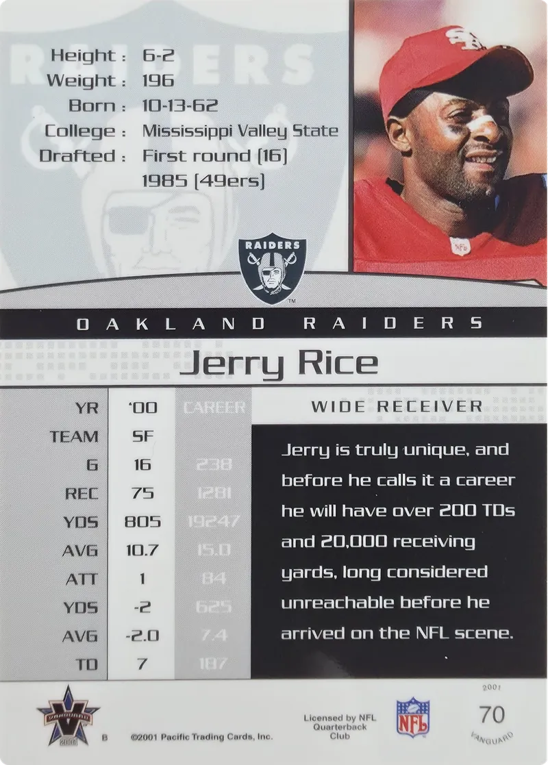 Jerry Rice #70, back