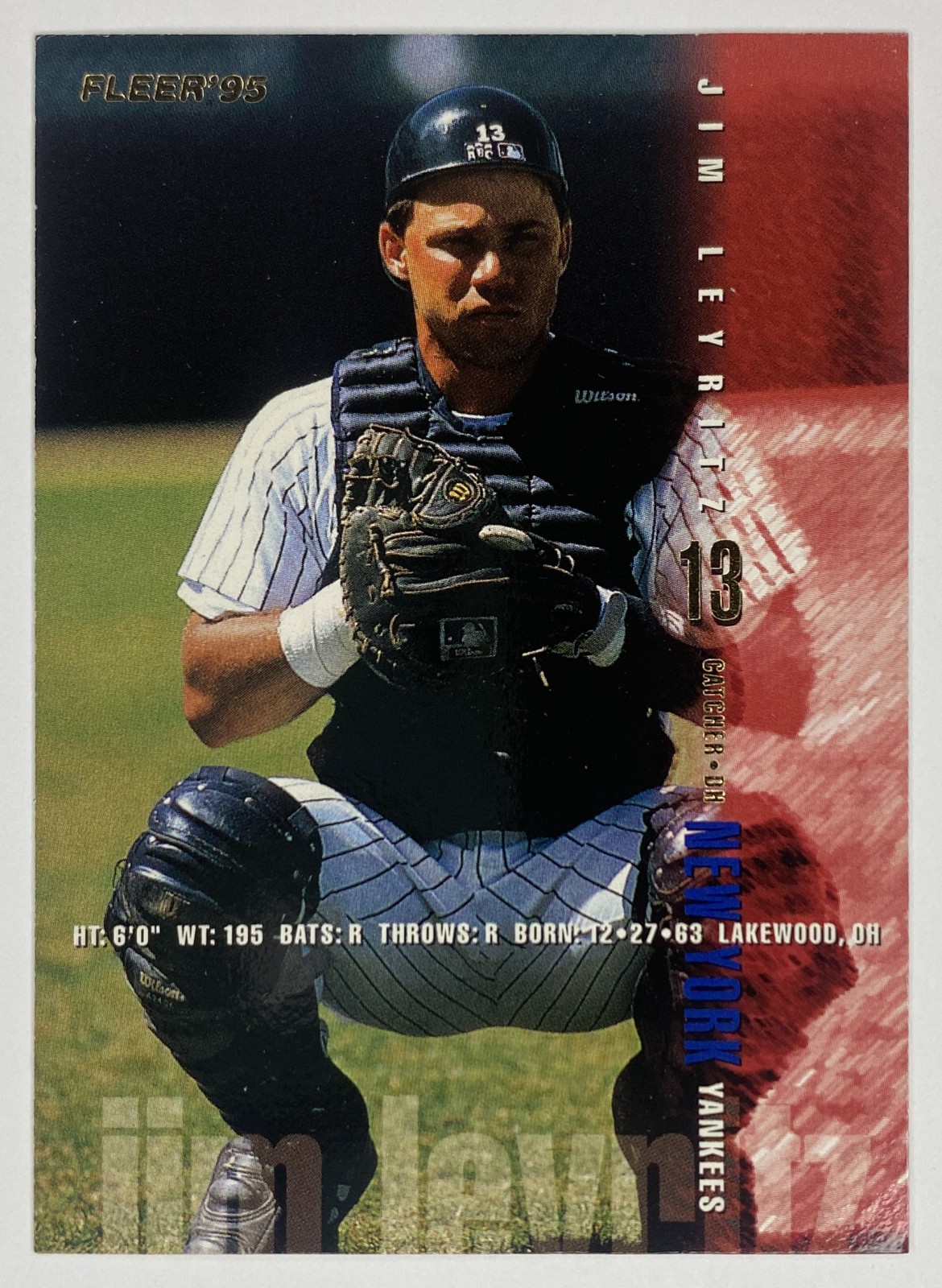 1995 Fleer Jim Leyritz #75 New York Yankees front