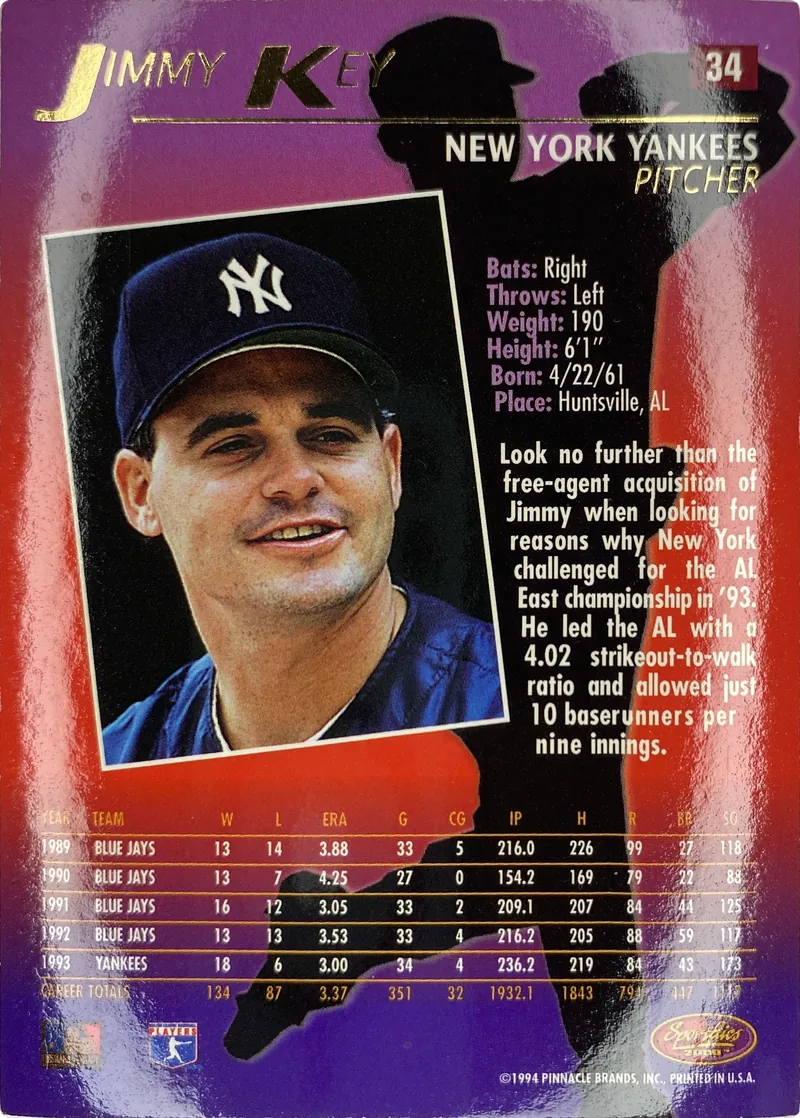 Jimmy Key #34, back