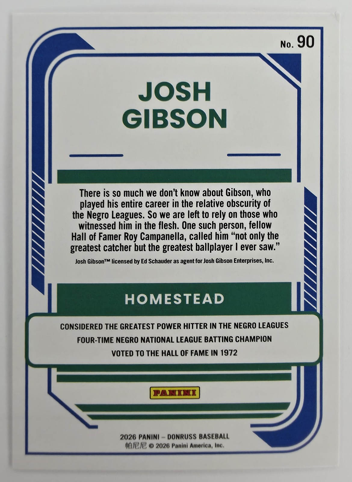 Josh Gibson back