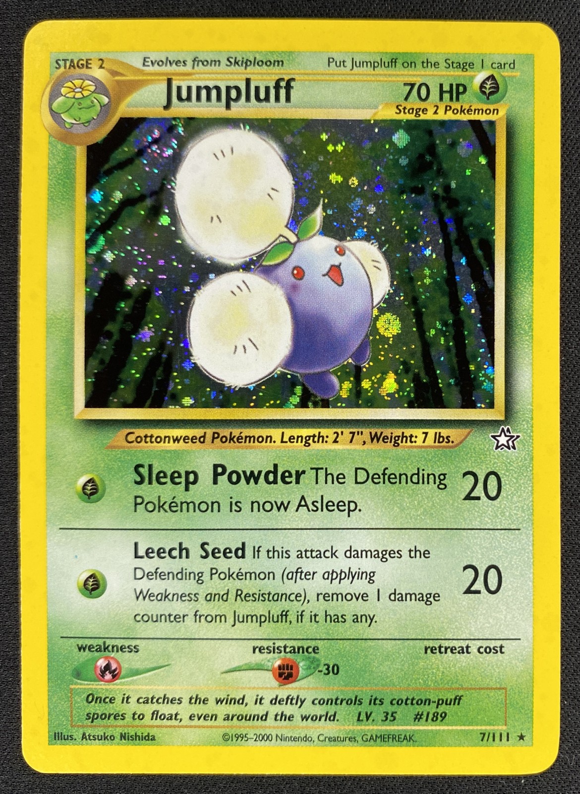 2000 Pokemon Neo Genesis Jumpluff #007/111 Holo Rare front