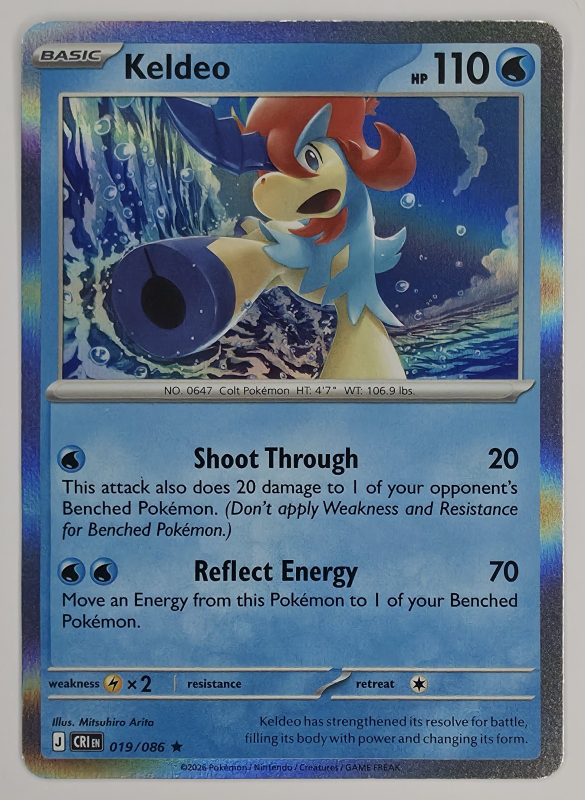 2026 Pokemon Chaos Rising Keldeo #019/086 Reverse Holo Rare front