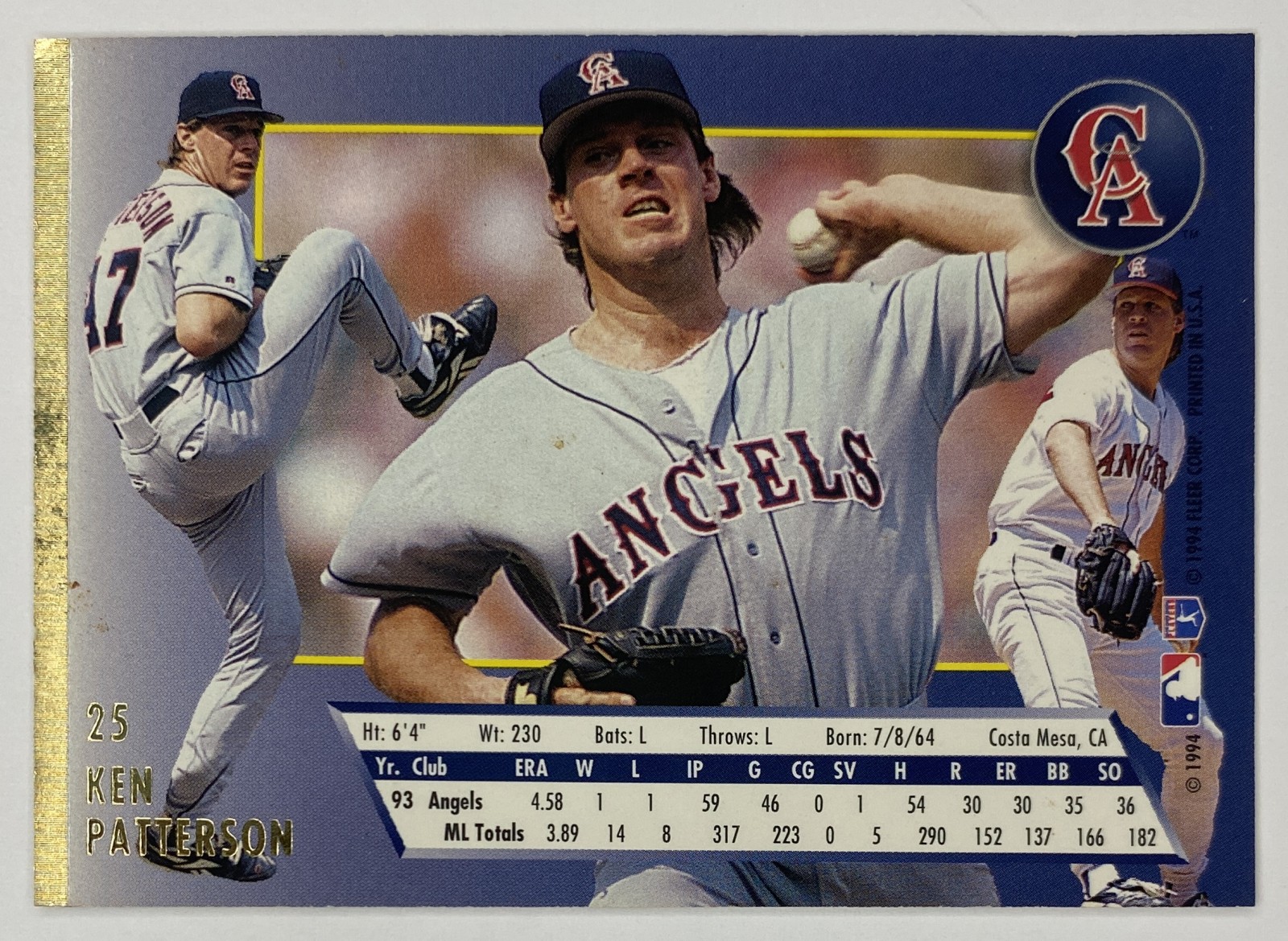 1994 Fleer Ultra Ken Patterson #25 California Angels back