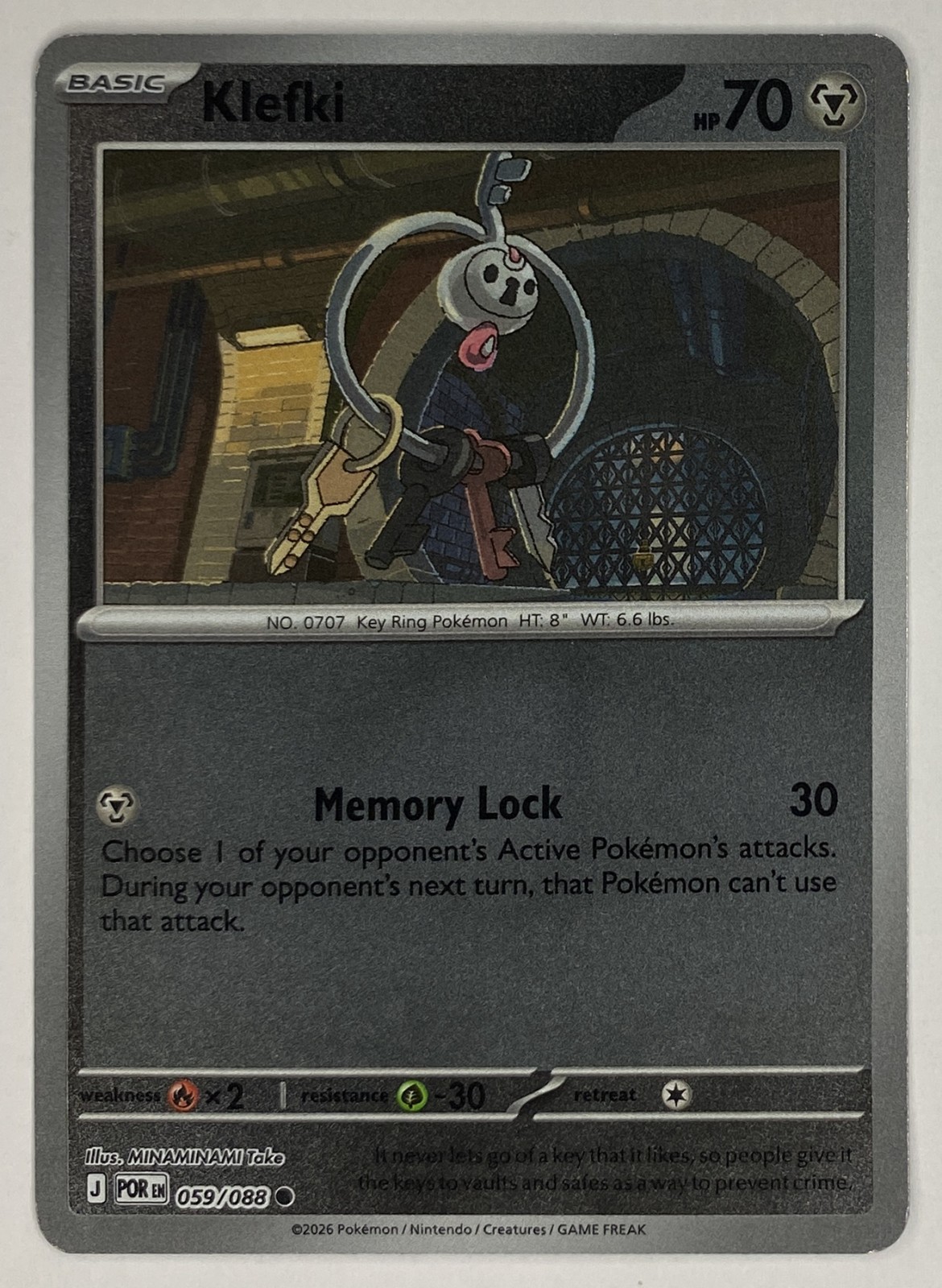 2026 Pokemon Perfect Order Klefki #059/088 Common front