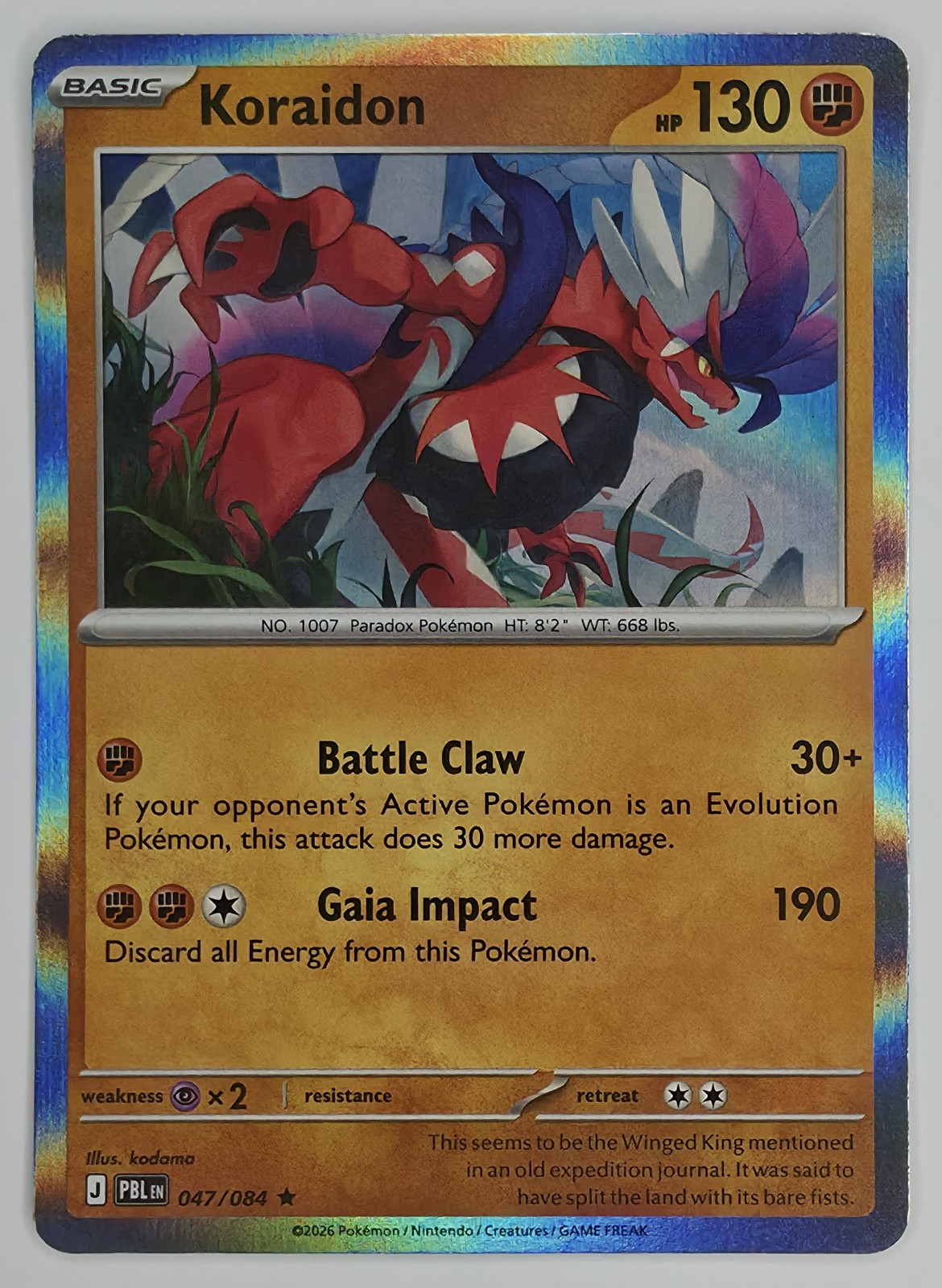 2026 Pokemon Pitch Black Koraidon #047/084 Holo Rare front