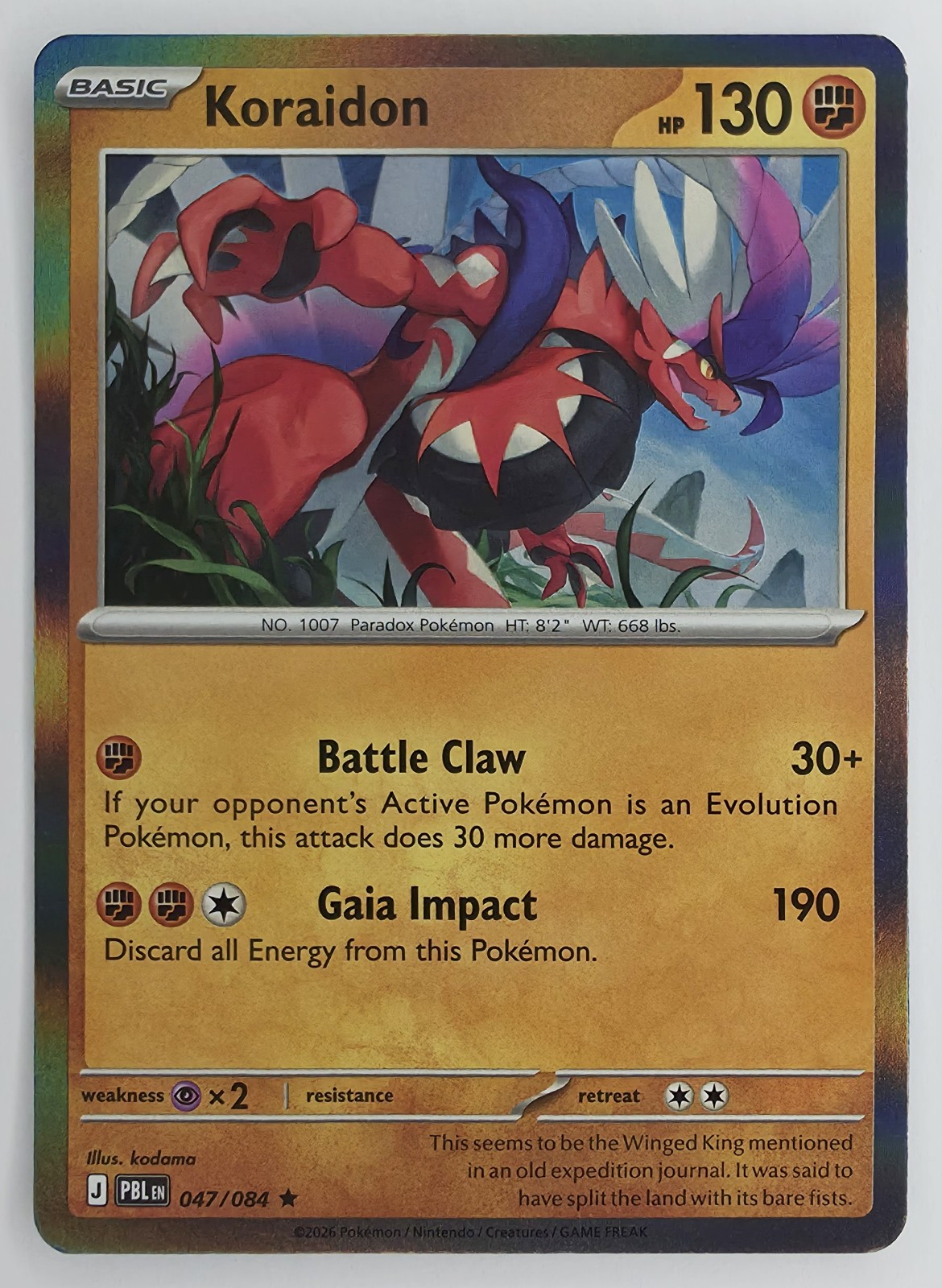 2026 Pokemon Pitch Black Koraidon #047/084 Holo Rare front