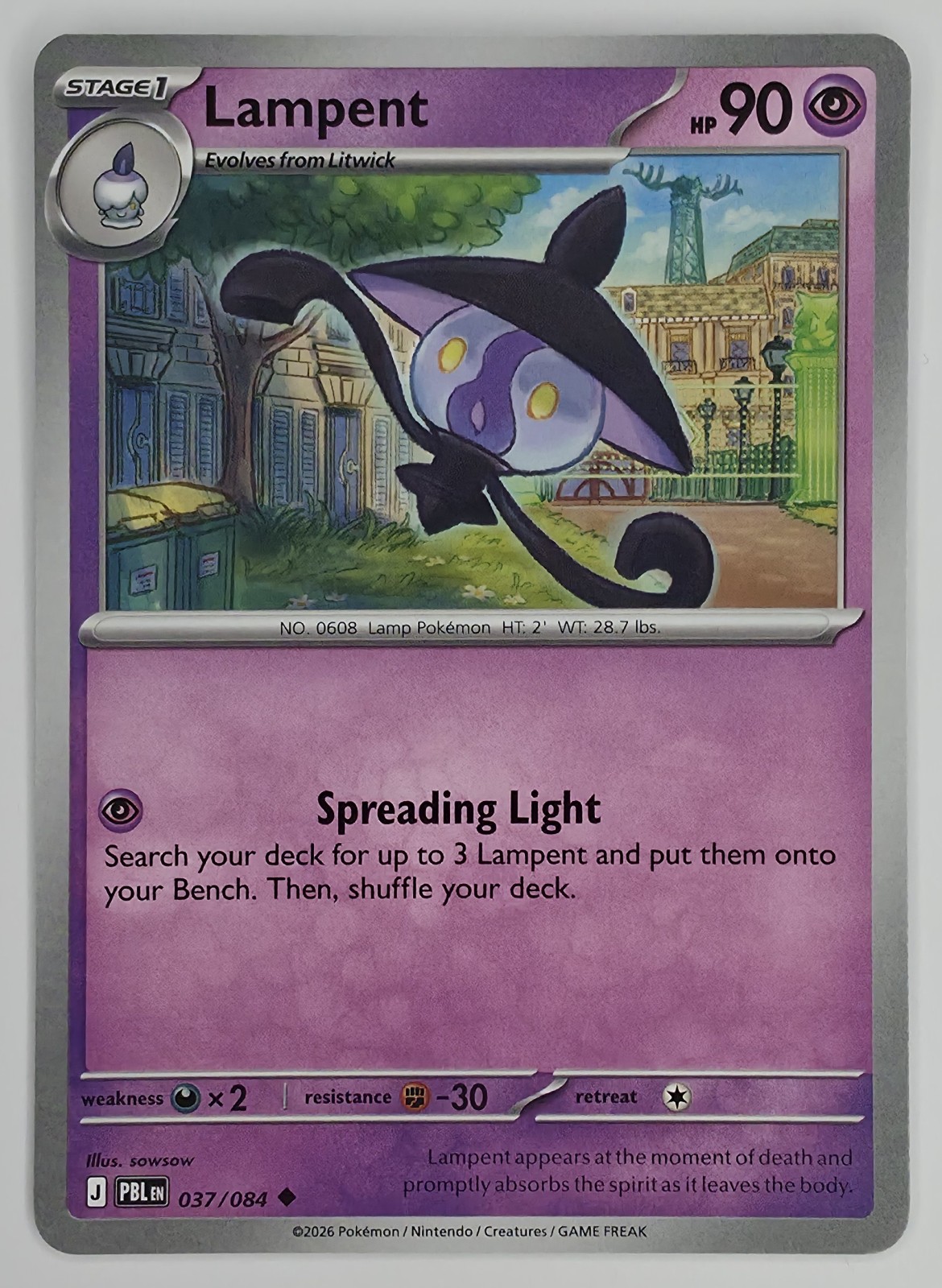 2026 Pokemon Pitch Black Lampent #037/084 Uncommon front