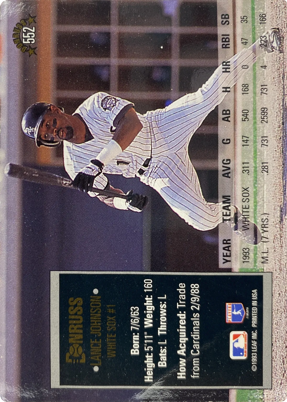 Lance Johnson #552, back