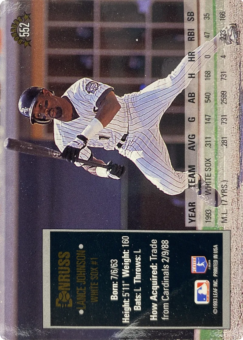 Lance Johnson #552, back