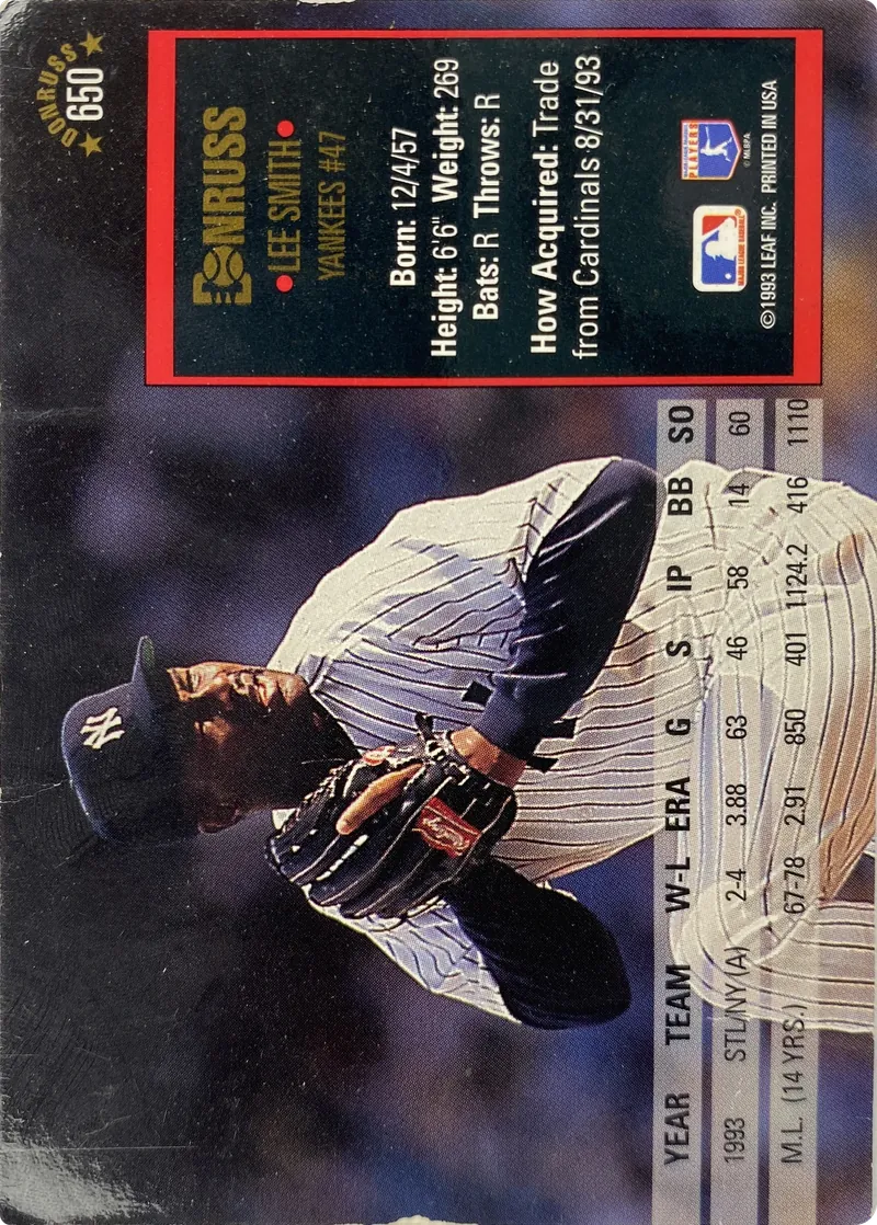 Lee Smith #650, back