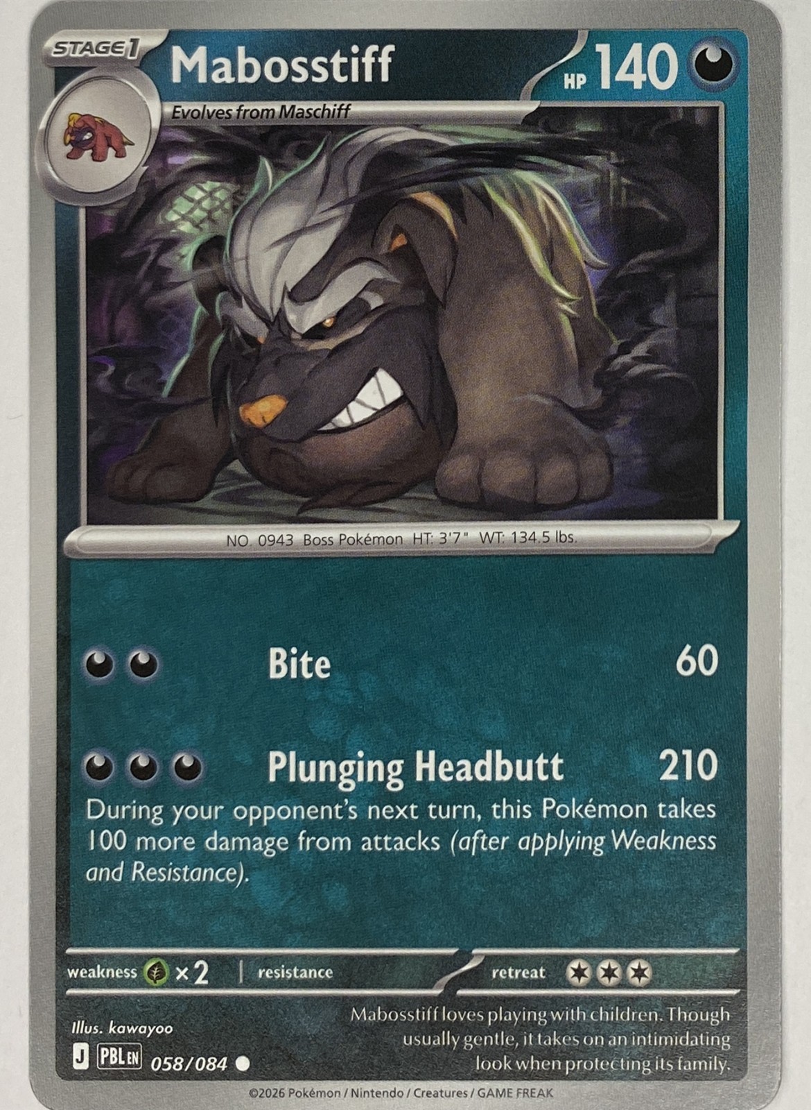 2026 Pokemon Pitch Black Mabosstiff #058/084 Common front