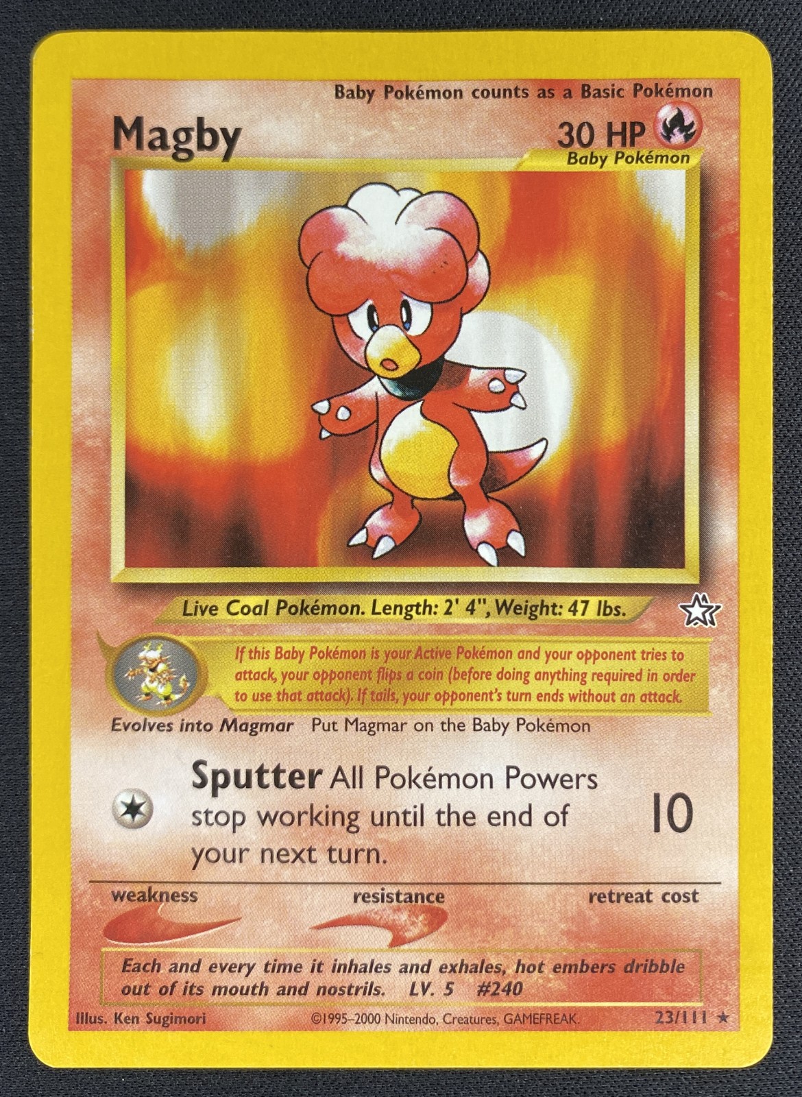 2000 Pokemon Neo Genesis Magby #023/111 Rare front