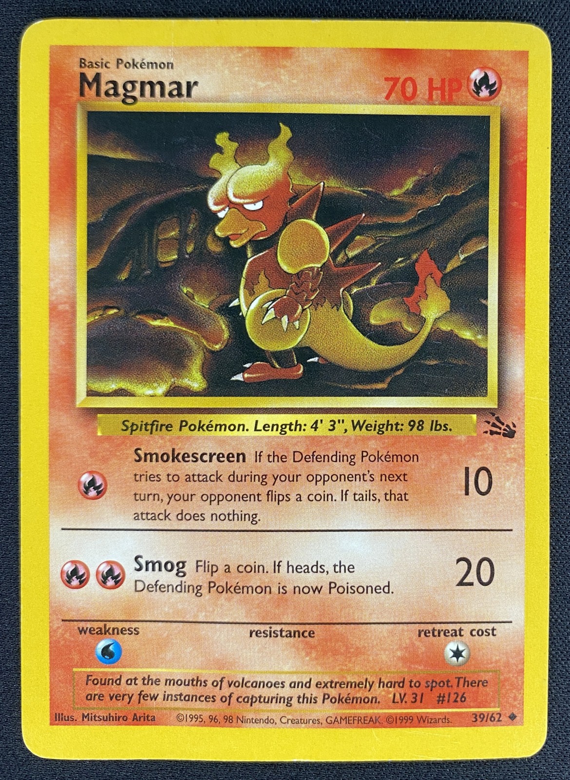 1999 Pokemon Fossil Magmar #39/62 Uncommon front
